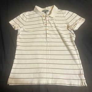 Ralph Lauren horizontal striped collard shirt with gold accent buttons size M